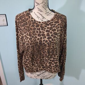 Good American Cheetah Print Pullover Sweatshirt Size 6 crop
